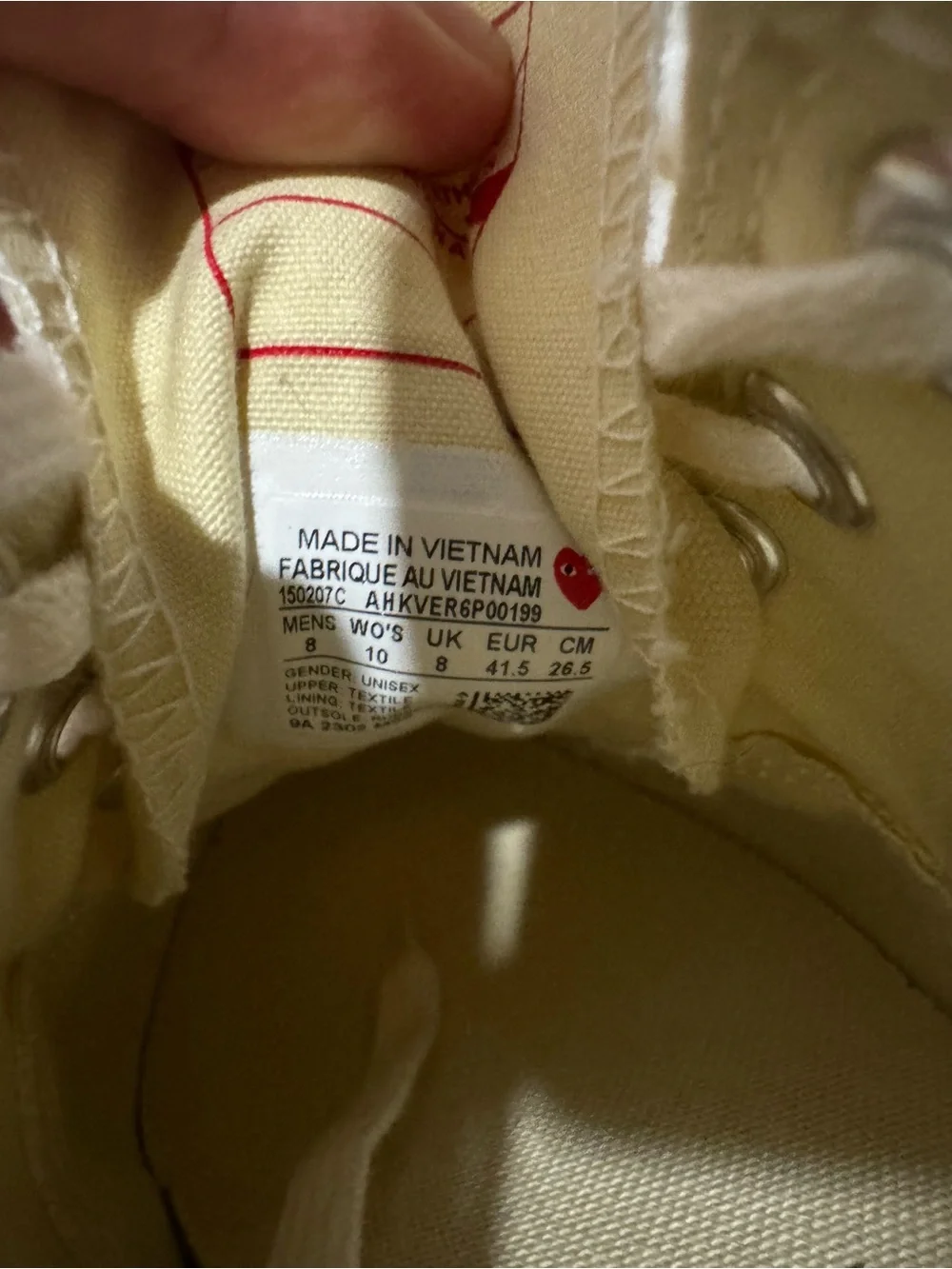 Converse Chuck Taylor All Star Low Top Sneakers - Cream with Red Heart - Picture 4 of 4